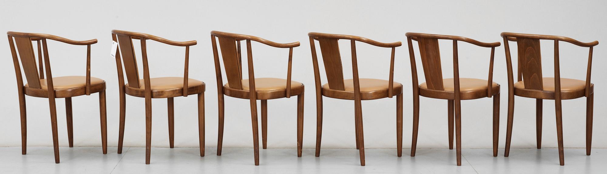 KARMSTOLAR, 6st, "Opera", Peter Celsing, Gemla. Formgivna omkring 1955-61.