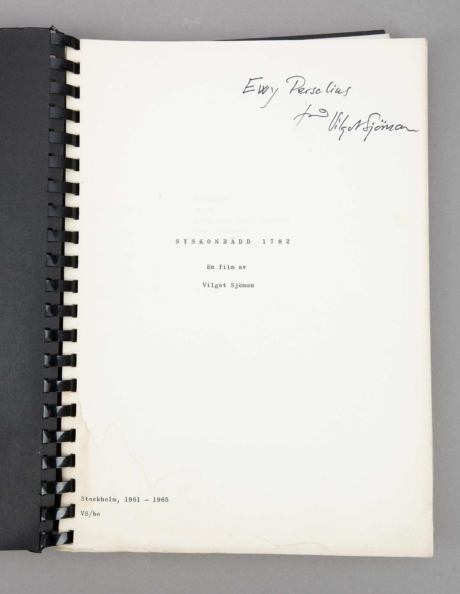 MANUS, "Syskonbädd 1782", Vilgot Sjöman, 1961-1965.