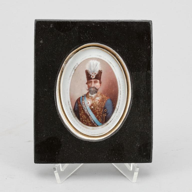 MINIATYR, tryck på porslin, 1800-tal.