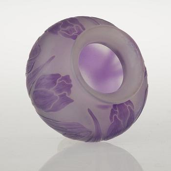 A Karl Lindeberg Art Nouveau cameo glass vase, Kosta, Sweden.