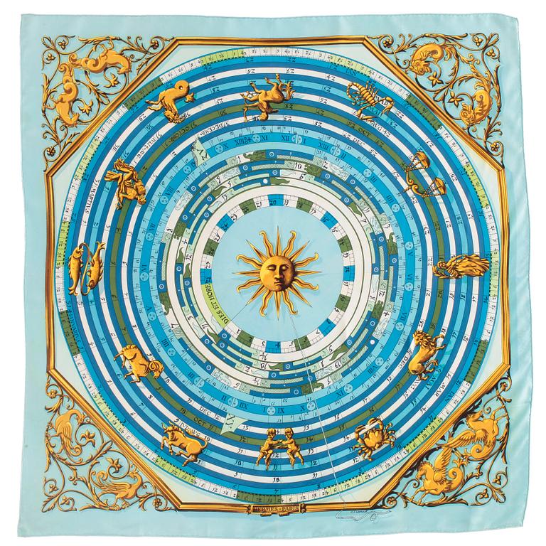 HERMÈS, silk scarf, "Dies et Hore".