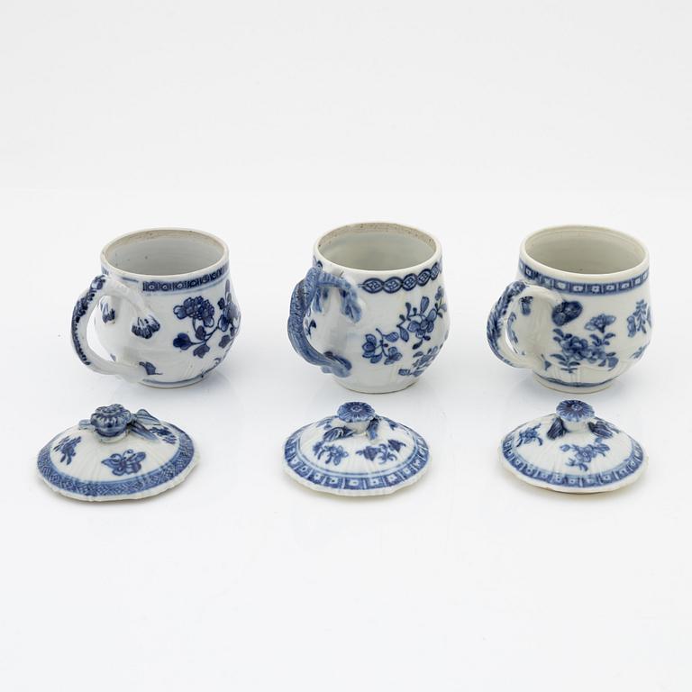 A set of six blue and white custard cups with stands, Qing dynasty, Qianlong (1736-95).