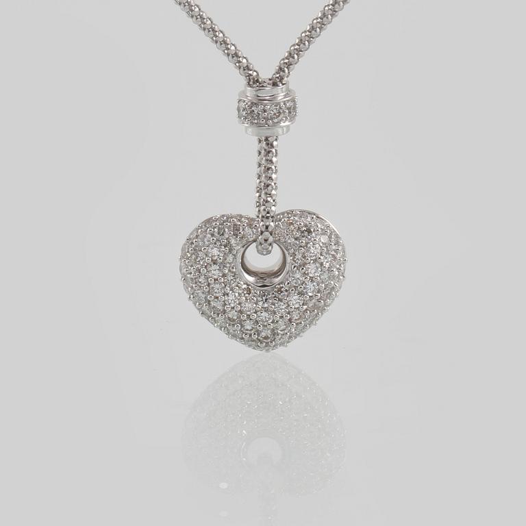 HÄNGE, 18k vitguld med 86 briljantslipade diamanter, 1.43 ct. Vikt 9 g.