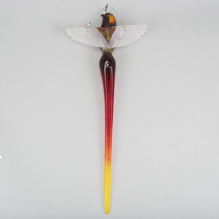 Kjell Engman, glass sculpture, "Watching angels", Kosta Boda, signed.