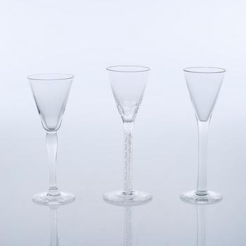 A collection of fortified wine glasses of 23 pcs, late 19th century.