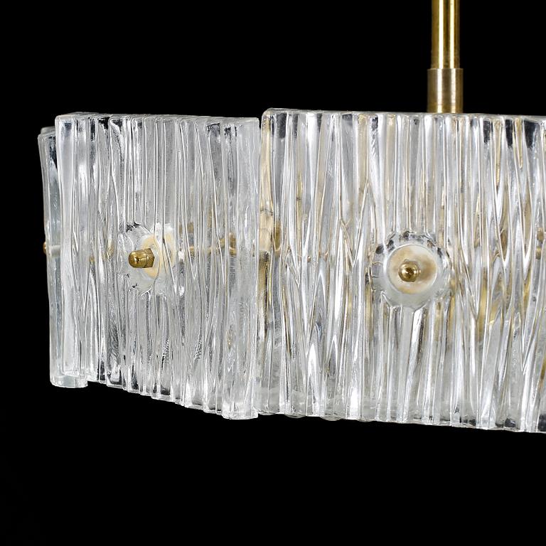 TAKLAMPA, glas och mässing, 1960-tal. Höjd 32 cm.