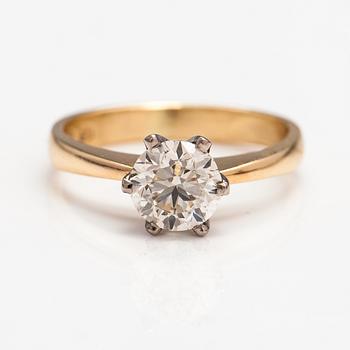 Ring, 14K guld, diamant ca 1.25 ct. GIA-certifikat.