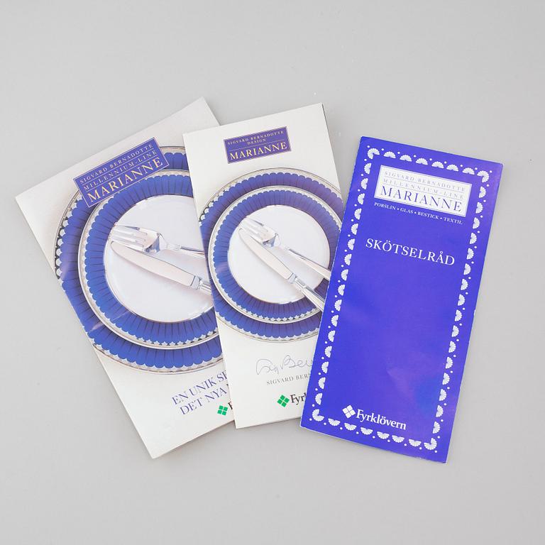 41 pieces of porcelain tableware, model "Christineholm" or "Marianne Royal Blue", 21th century.