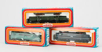 PARTI LOK, 3 st, Märklin H0, 3322, 3038 och 3161, 1900-talets andra hälft.