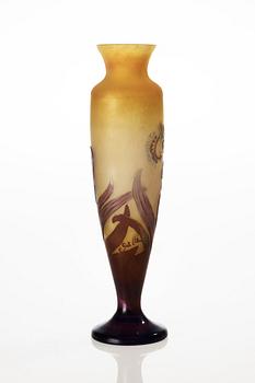 An Emile Gallé Art Nouveau cameo glass vase, Nancy, France.
