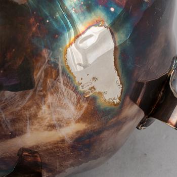 A silver coffee pot, creamer, sugar bowl and tray, swedish import mark.