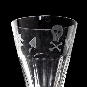 Masonic glasses, 8 pcs (6+1+1), 20th century.