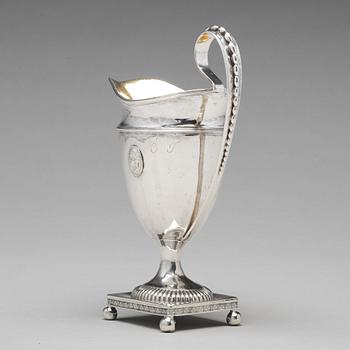 A Swedish 18th century parcel-gilt silver cream-jug, mark of Anders Dunderberg, Gavle 1795.