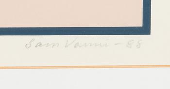 Sam Vanni, serigrafia, signeerattu ja päivätty -88, merkitty TP.
