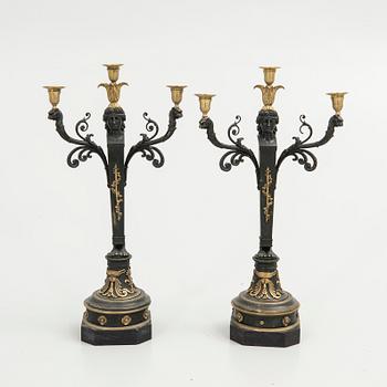 Candelabra, a pair, Empire style, mid-19th century.