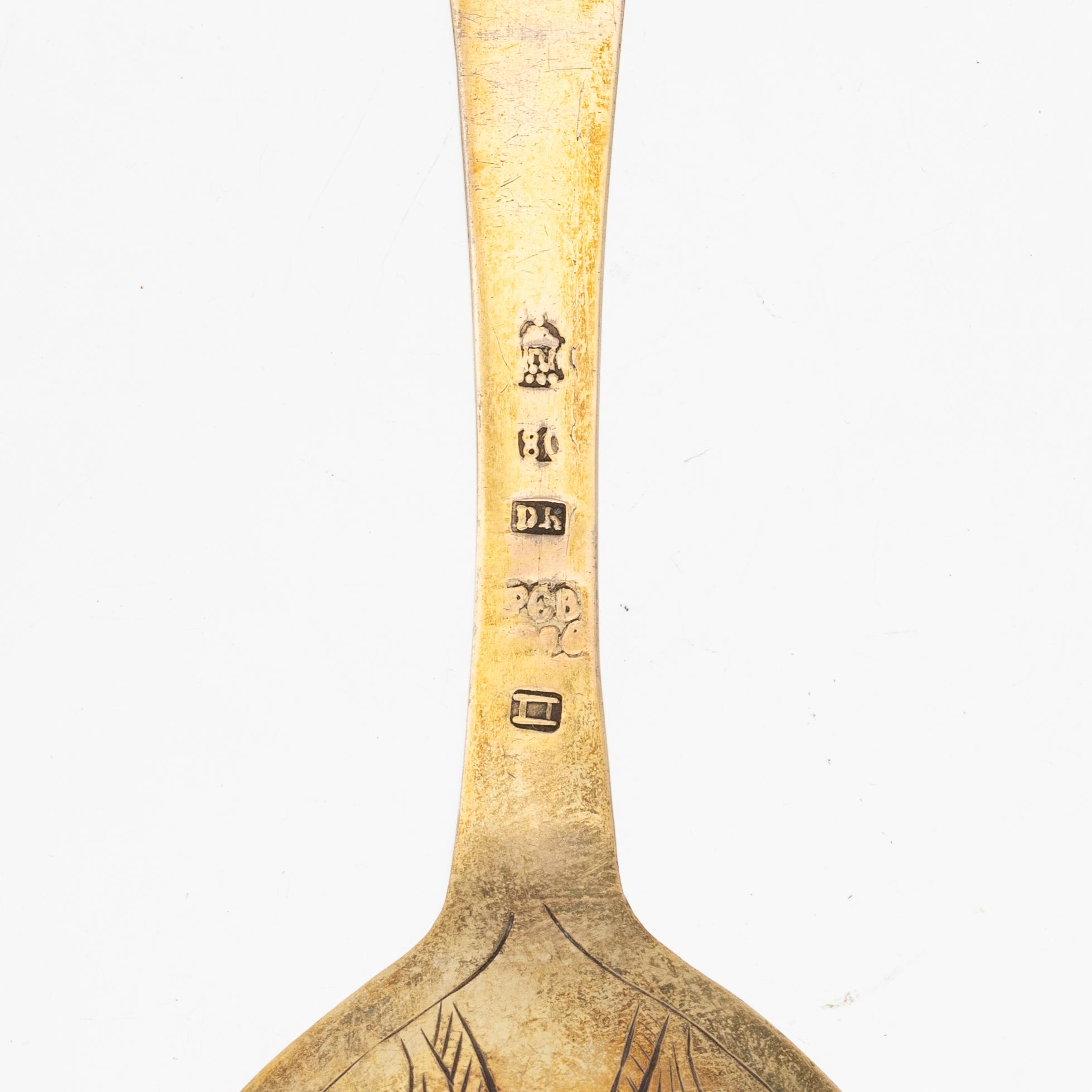 Peder Christensen Beyer, sked, förgyllt silver, Bergen, Norge (verksam 1774-1808).