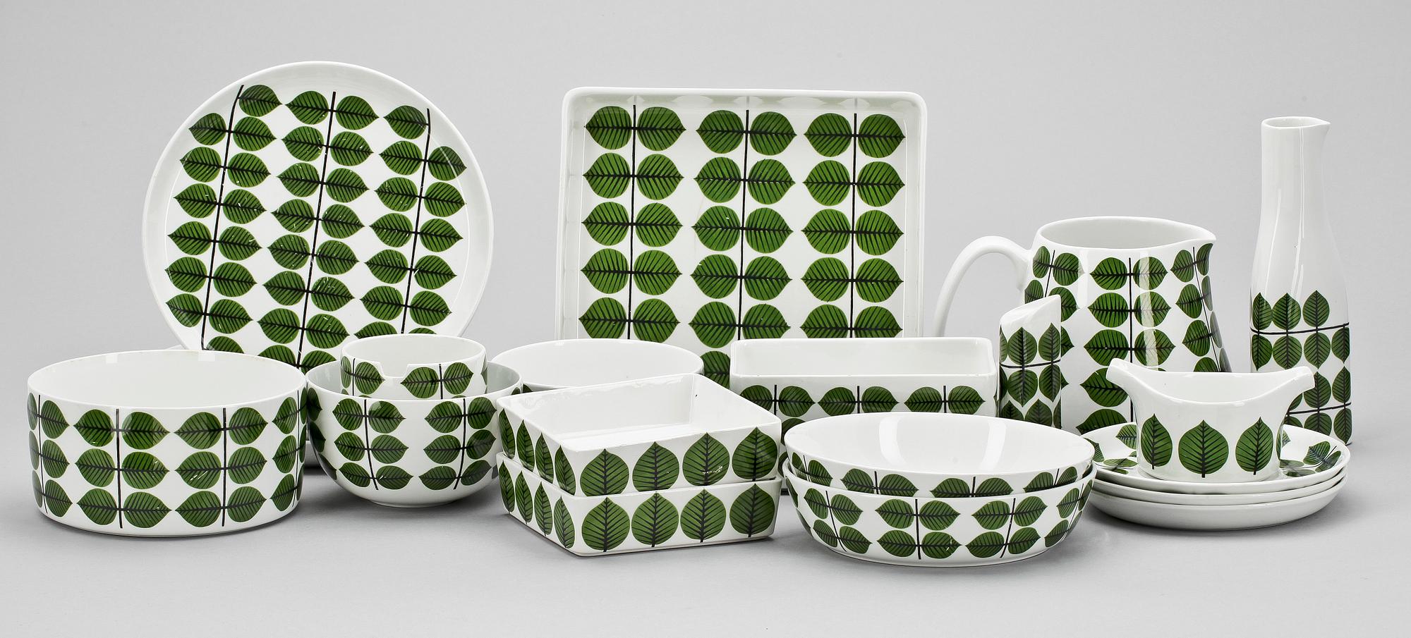 MATSERVIS, 18 delar, porslin, "Berså", Stig Lindberg, Gustavsberg.