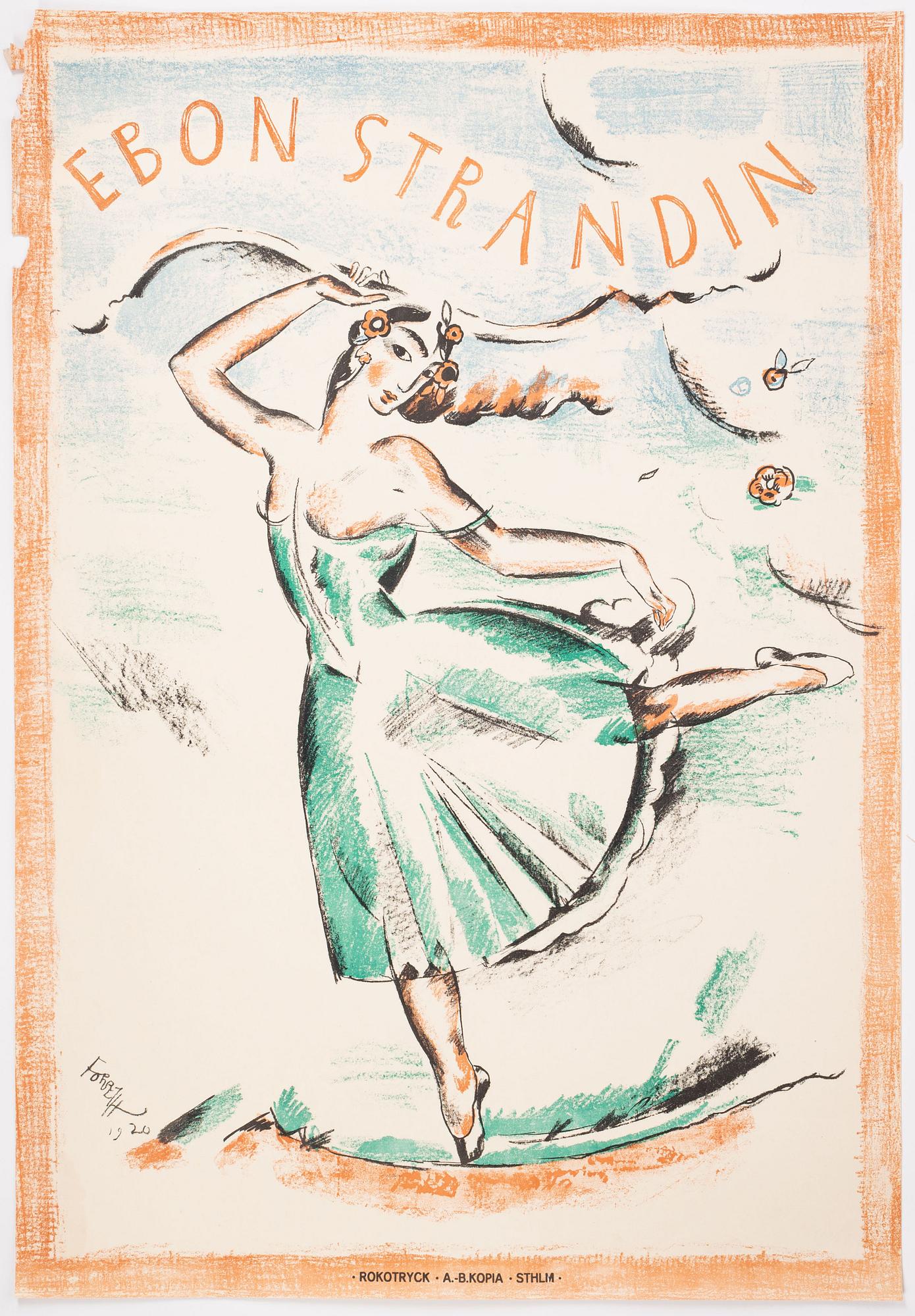Einar Forseth, a vintage poster, Rokotryck, A.-B. Kopia, Sthlm, 1920.