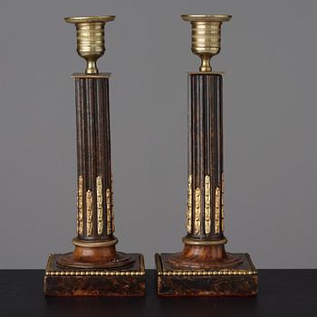 A pair of late Gustavian late 18th century candlesticks.