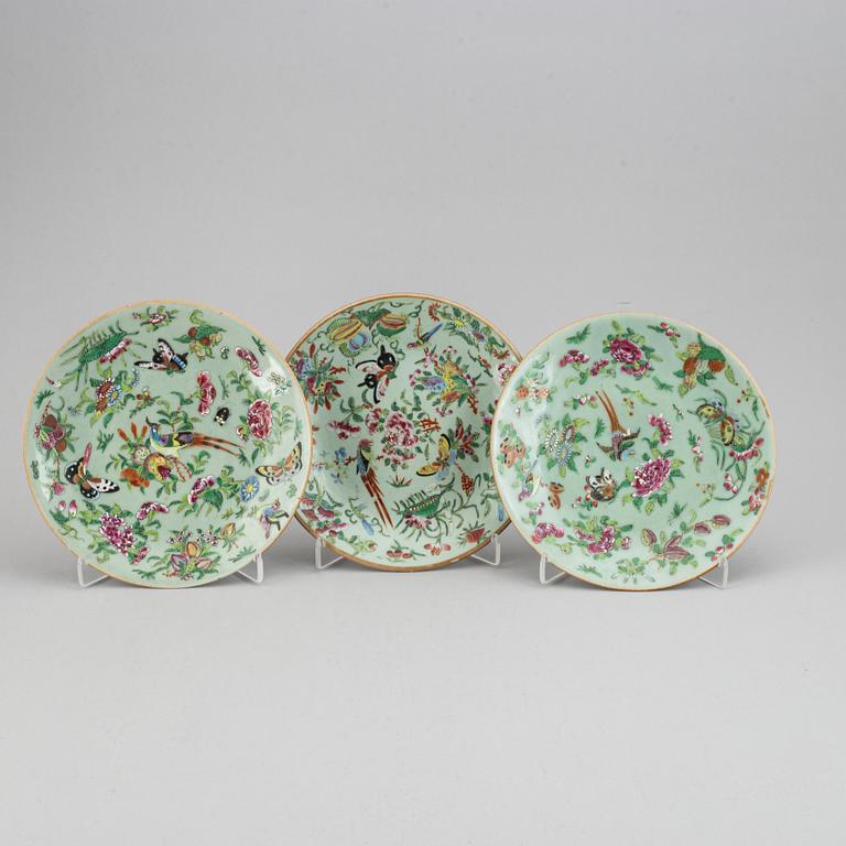 Nine famille rose canton dishes, Qing dynasty, late 19/early 20th century.