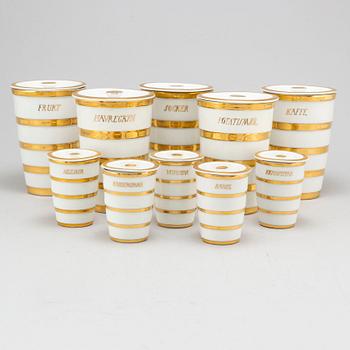 EDWARD HALD,  kitchen porcelain jars with covers, from Karlskrona Porslinsfabrik 1930's. (19 pc).