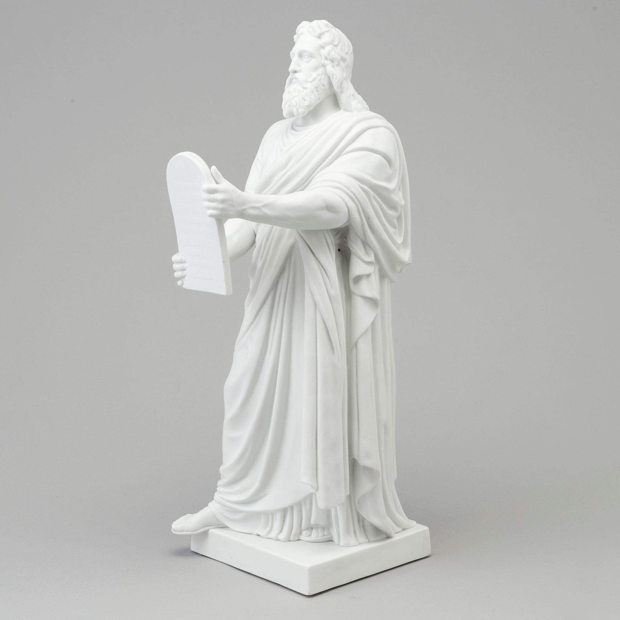 BERTEL THORVALDSEN, efter. SKULPTUR, biskvi. "Moses och stentavlorna". Bing & Gröndahl, Danmark, 1800-tal.