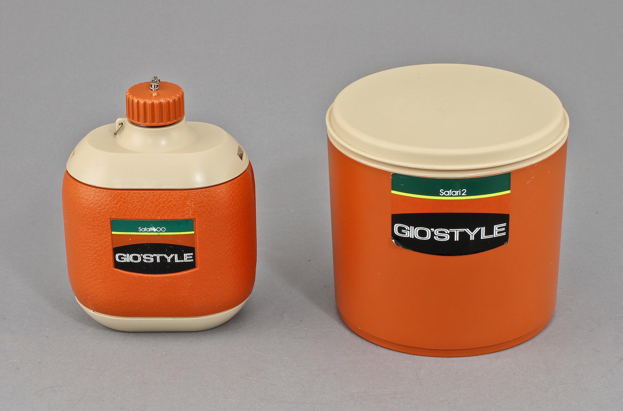 FÄLTFLASKA samt BURK MED LOCK, "Safari", Gio´style, Quattroelle, Italien, 1970/1980-tal.