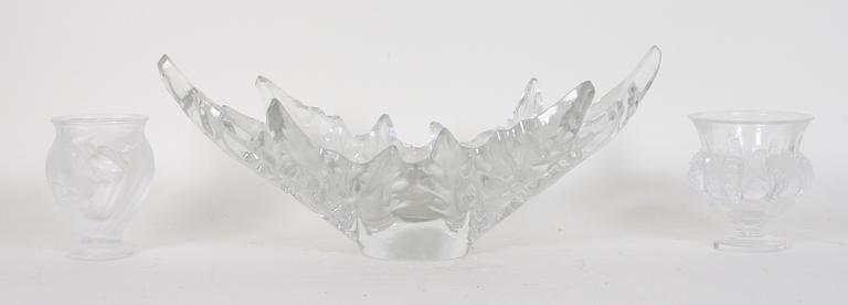 SKÅL samt 2 st VASER, glas, Lalique.