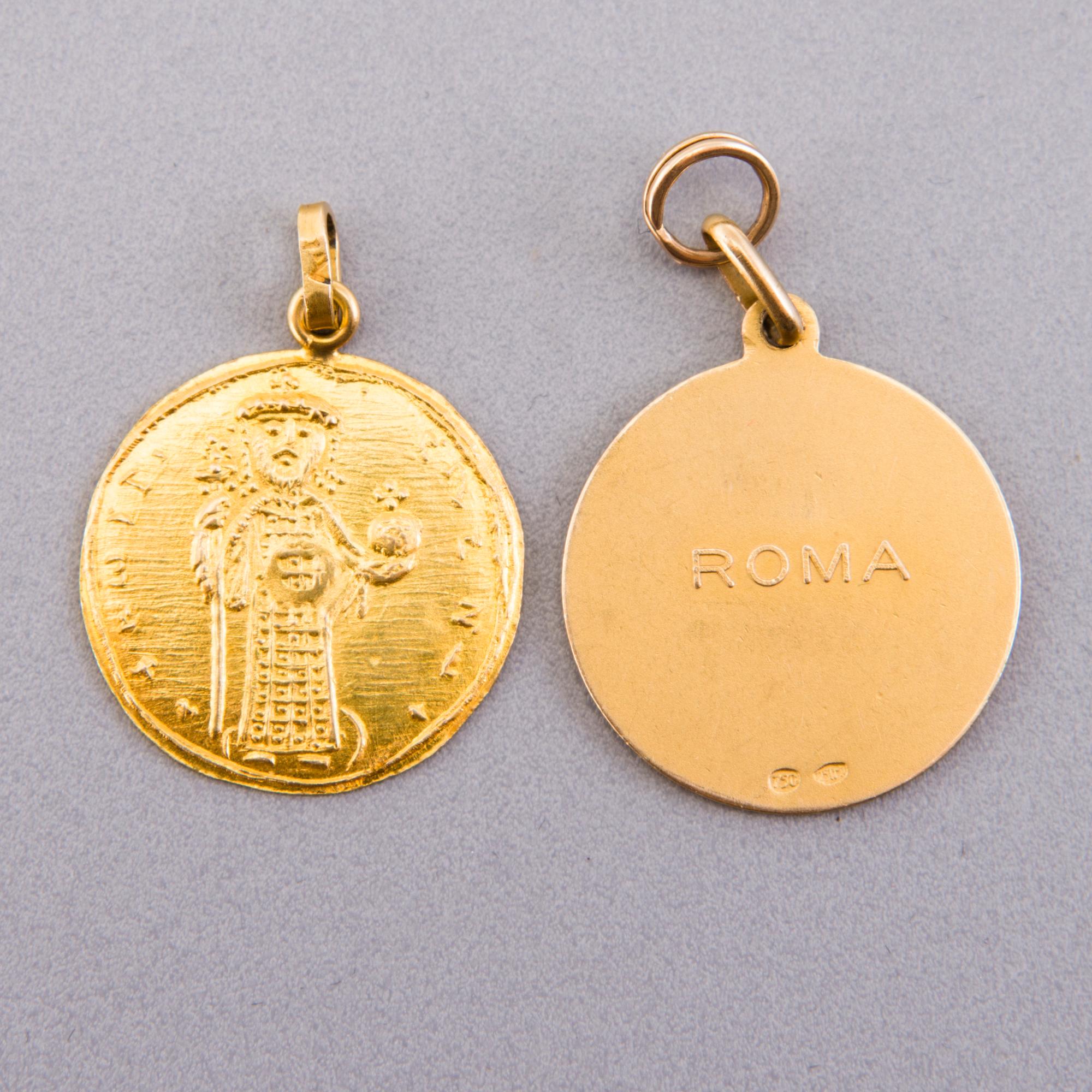 Two mid 20th Century Italian 18K gold pendants.