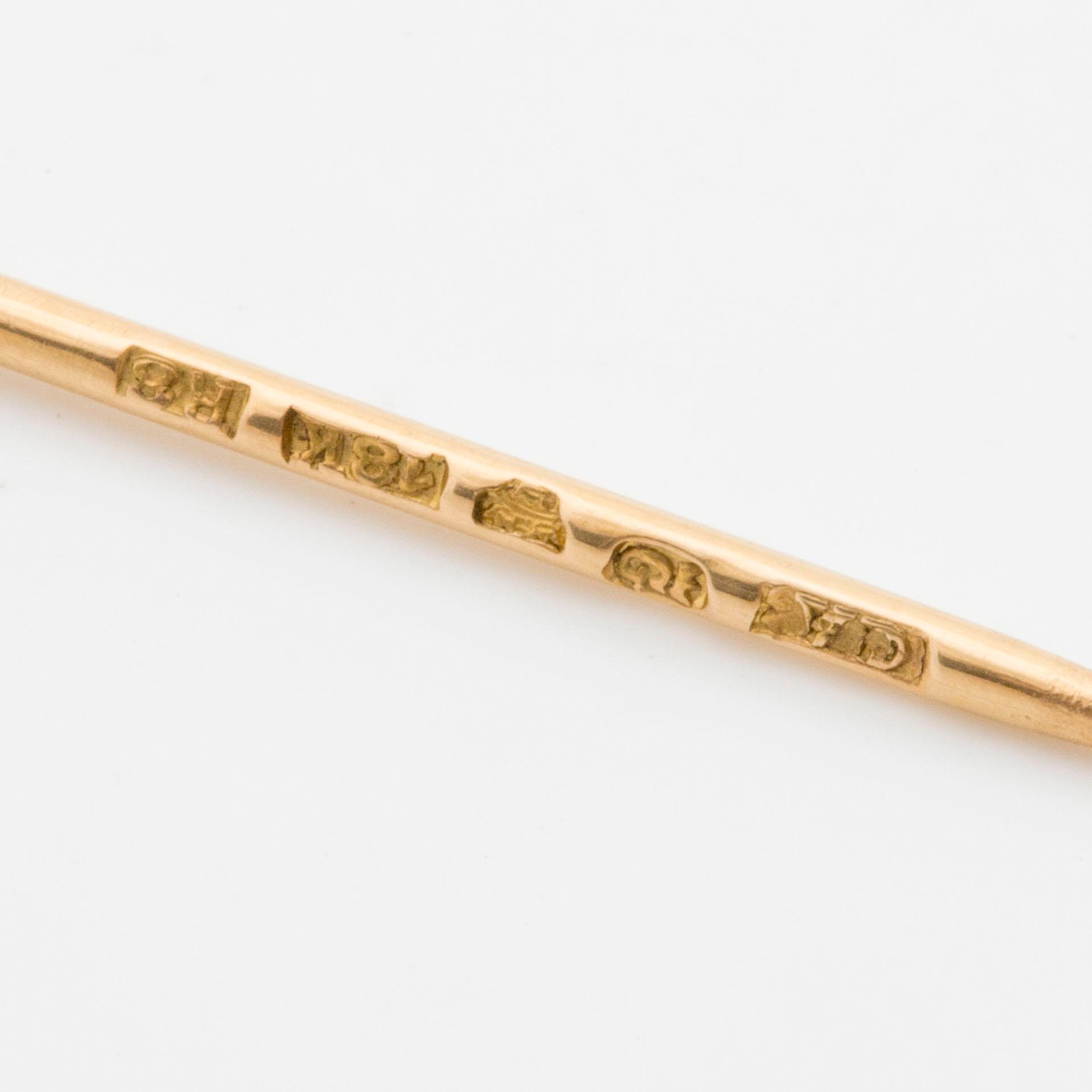TIE Pin in shape of a letter monogram GH, 18k guld and whitegold, single-cut diamonds.