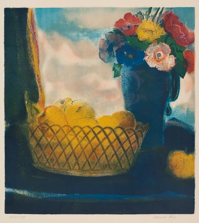 Georges Garcia Fons, STILL LIFE WITH FLOWERS AND FRUIT.