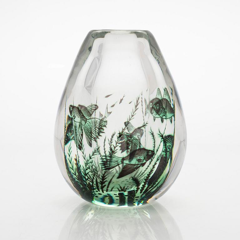 Edward Hald, vase, signerad Orrefors Graal nr 1498 G  Edward Hald.