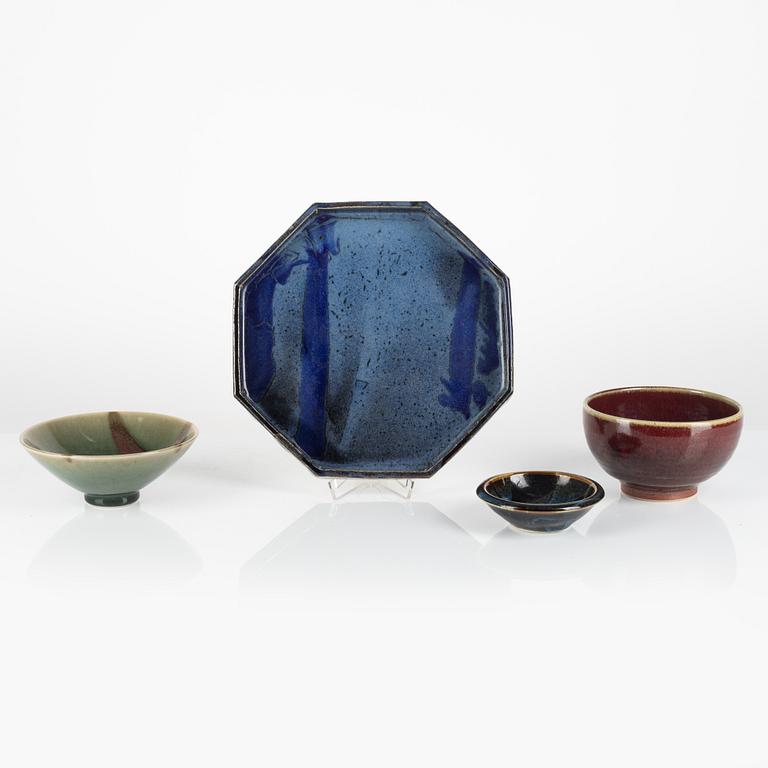 Tomas Anagrius, one dish and three bowls,  second half of the 20th century.