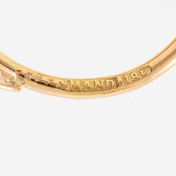 Ring, Mandelstam, 18K guld med cabochonslipad citrin, turmaliner och briljantslipade diamanter.
