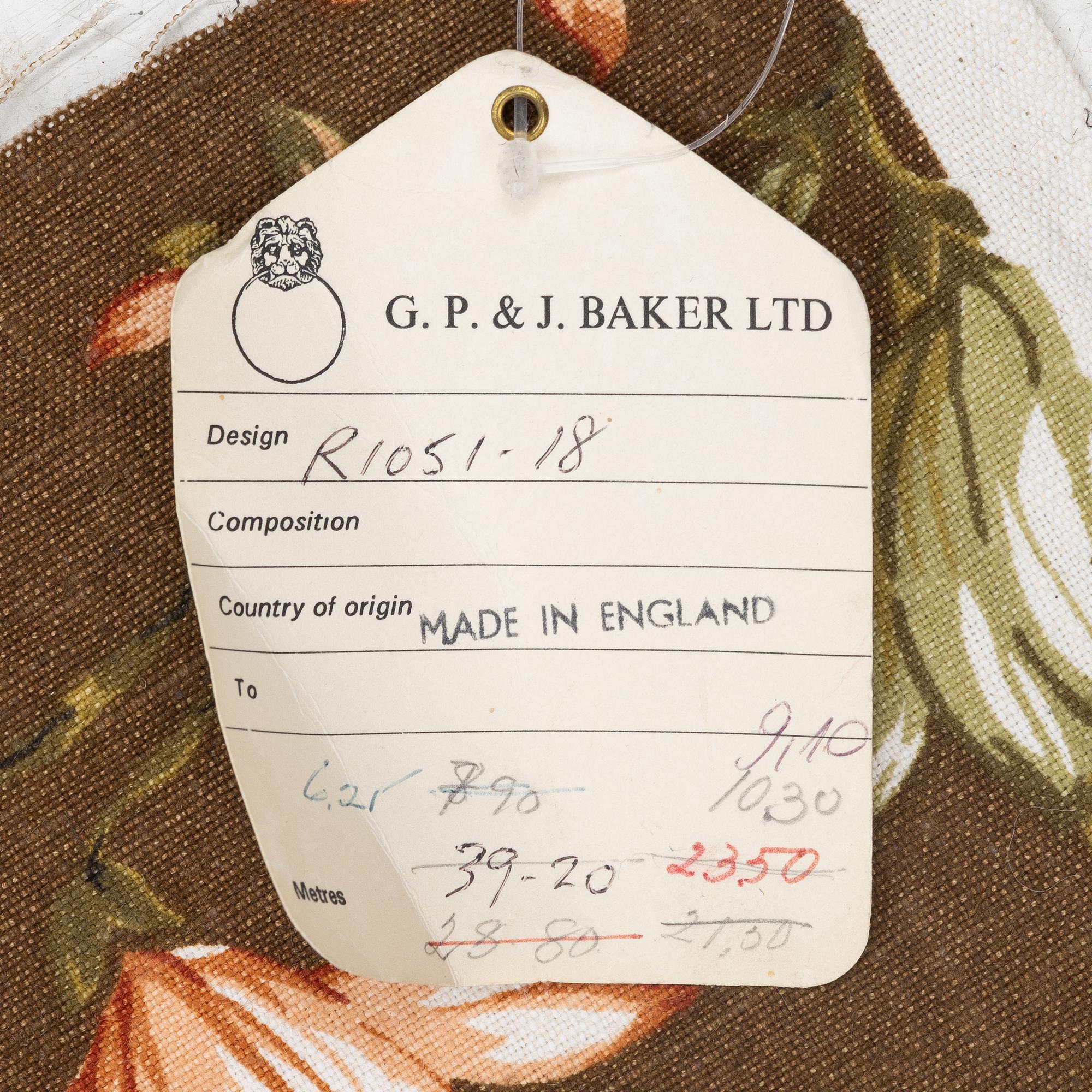 Fabric by the meter, GP & J Baker, England, possibly "Symphony".