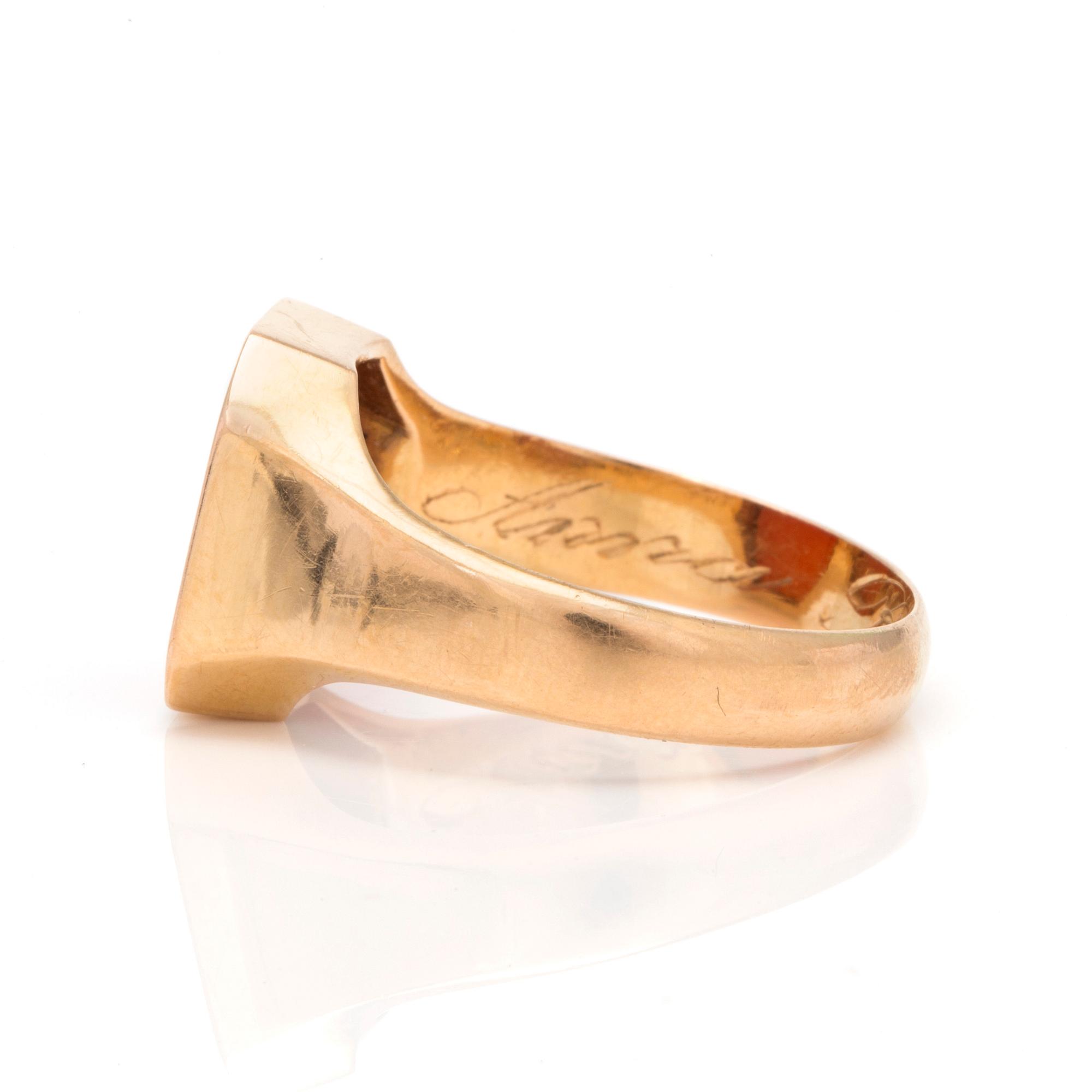 A signet with with a carnelian.