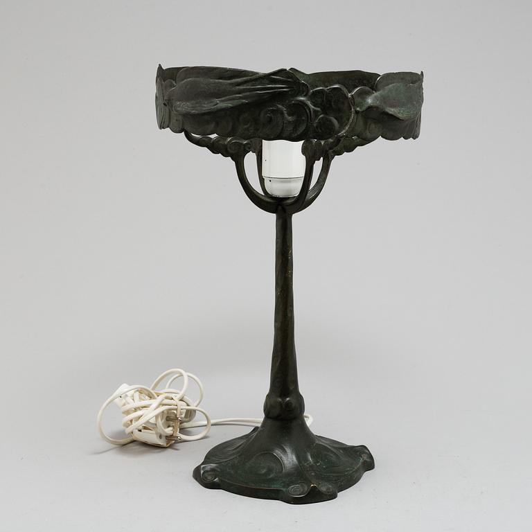 An early 20th century bronze table light by Herman Bergmans konstgjuteri Stockholm, Jugend.