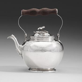 99. A Swedish 18th century parcel-gilt tea pot, mark of Jonas Thomasson Ronander, Stockholm 1774.