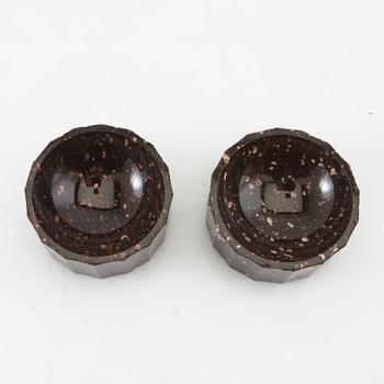 A pair of salt cellars, circa 1800, Rännås porphyry.