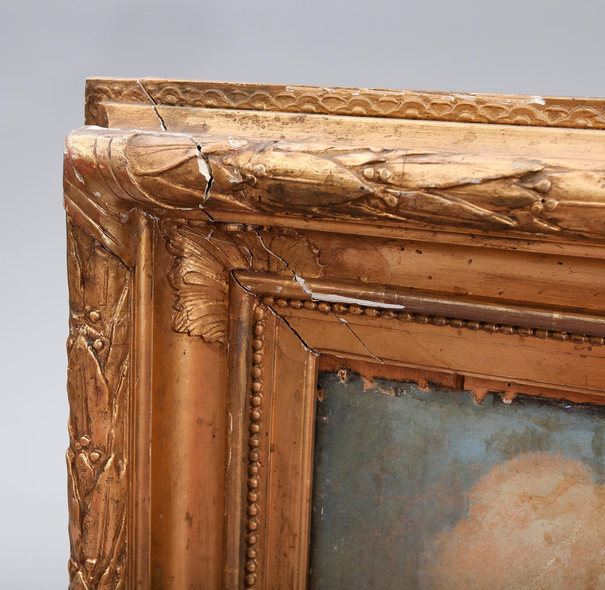 OKÄND KONSTNÄR, olja på duk, otydligt signerad, 1800-tal.