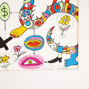 Niki de Saint Phalle, lithograph in colours, signed and numbered 130/300. Printed in 1972 with Clot, Bramsen & George.