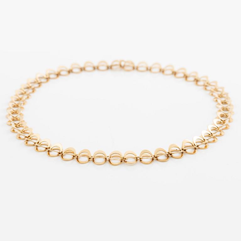 Theresia Hvorslev, en collier och ett armband, 18K guld, Falköping 1969.