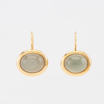 Ole Lynggaard, "Emeli" earrings, a pair of 18K gold with cabochon-cut moonstones.