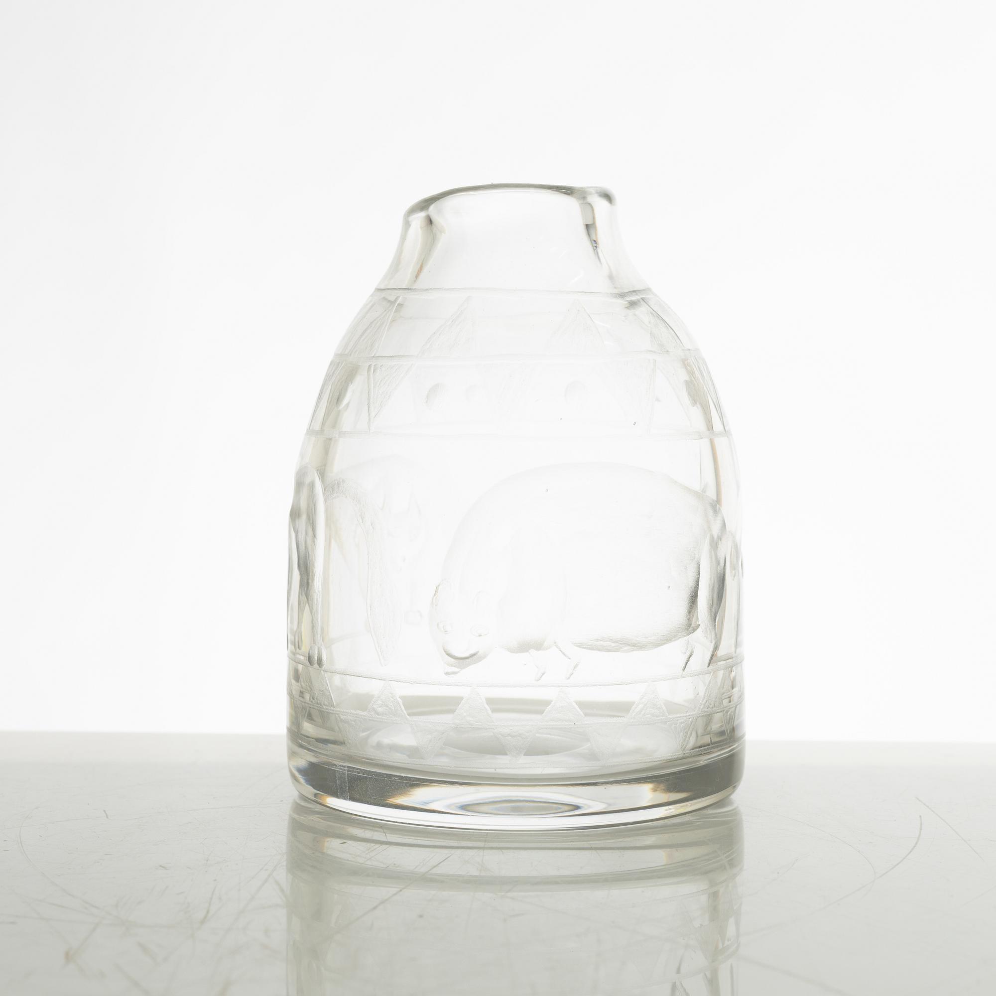 Erik Höglund, a glass vase, Boda Glasbruk Sweden 1950s.