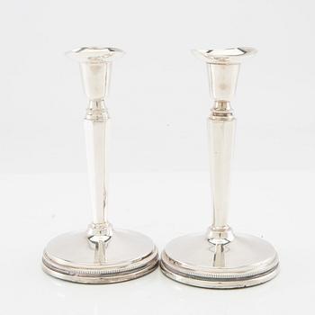 Eric Löfman, candlesticks a pair of silver MEMA Linköping 1989.