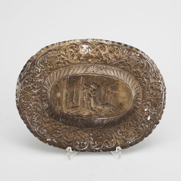 PRESENTERFAT, försilvrad mässing, barock, 1700-tal.