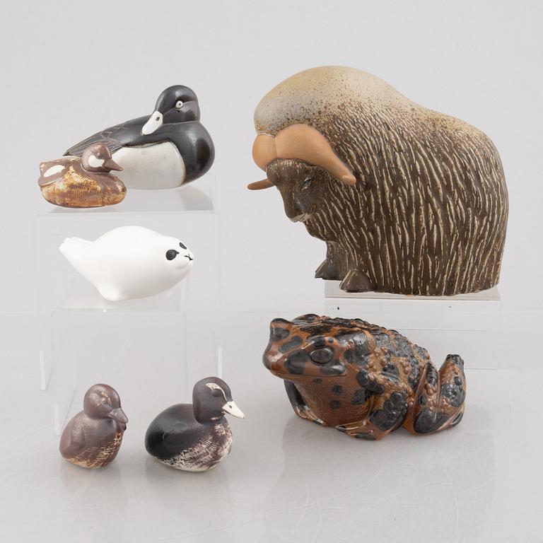 Paul Hoff, a set of seven stoneware figurines, Gustavsberg.