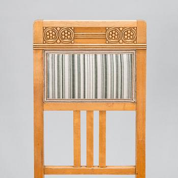 Louis Sparre, four Jugend Style chairs for Aktiebolaget Iris, Porvoo Finland, early 20th century.