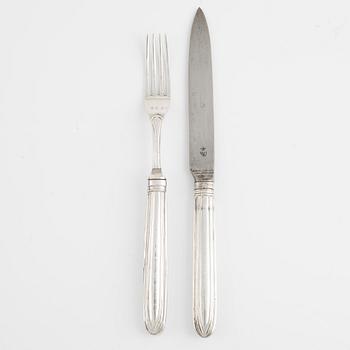 Dessert cutlery, 31 pieces, silver, Carl Gideon Renander, Stockholm, 18th century and C.F. Björnstedt, 19th century.