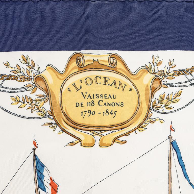 Hermès, a silk scarf, "L'Ocean Vaisseu de 118 Canons 1790-1845".